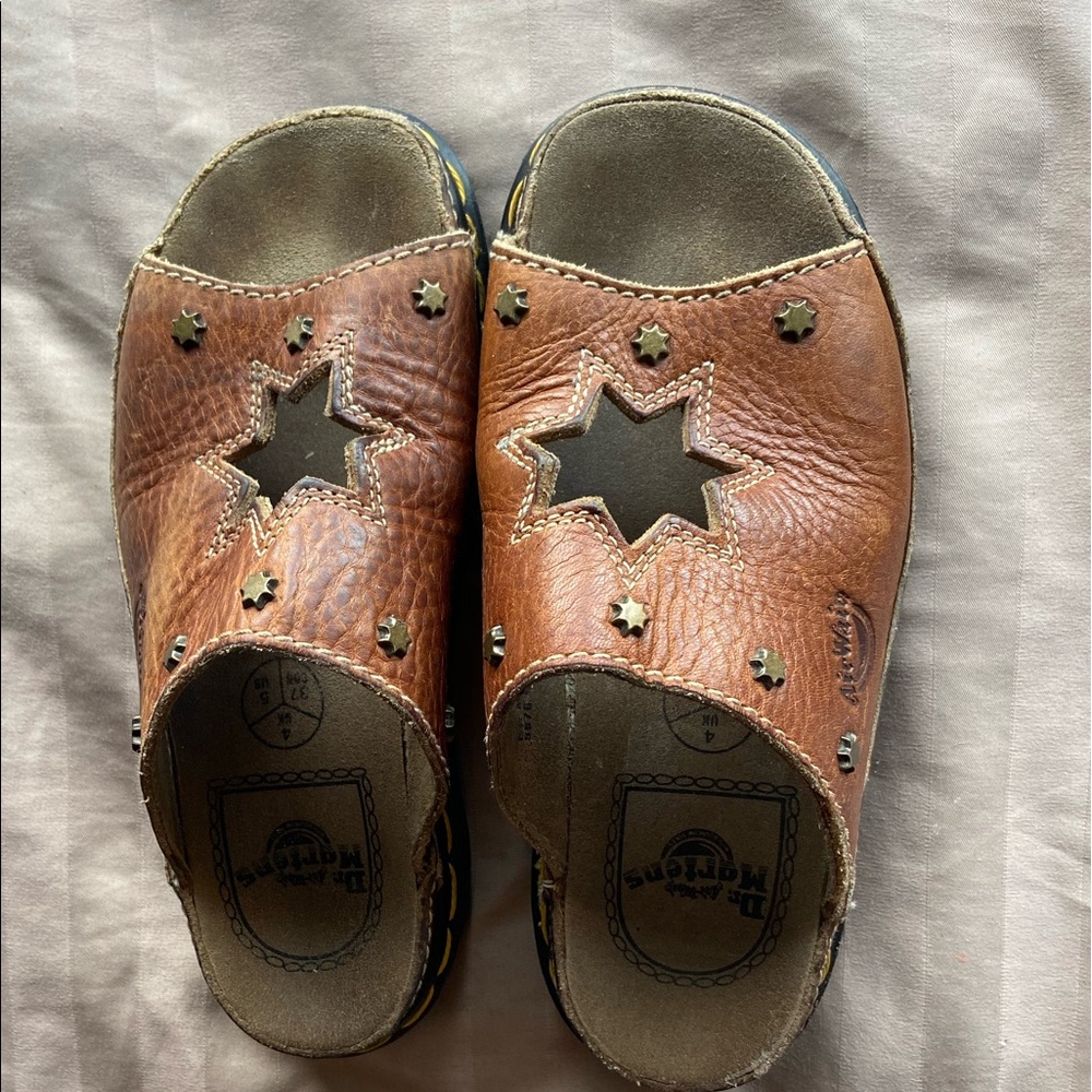 Vintage Star Cut Out Dr. Marten Brown Leather Chunky Sandals